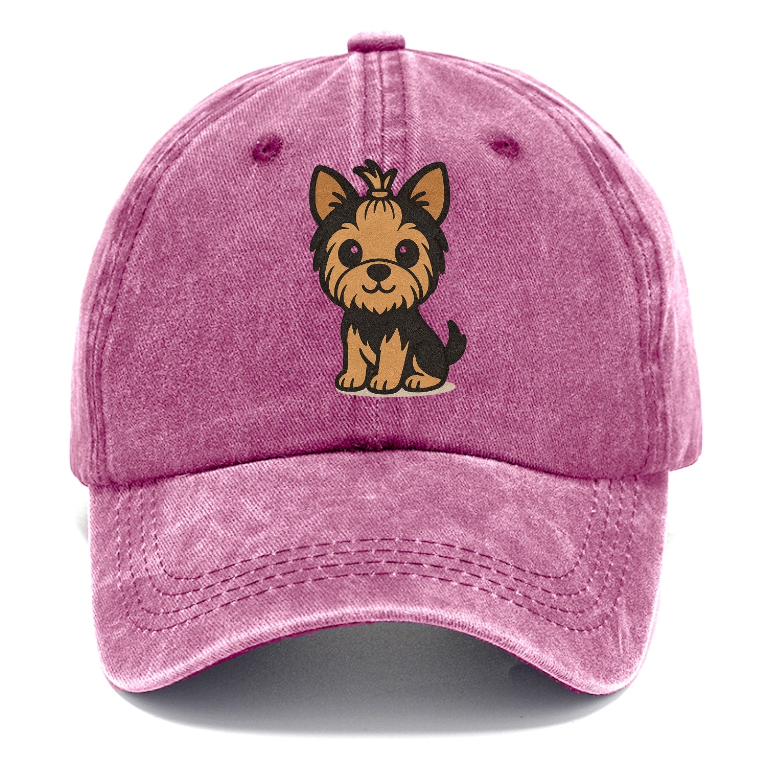 yorkshire terrier brown and black with top knot portrait design Hat
