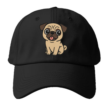 pug tilted head with tongue out portrait design Hat