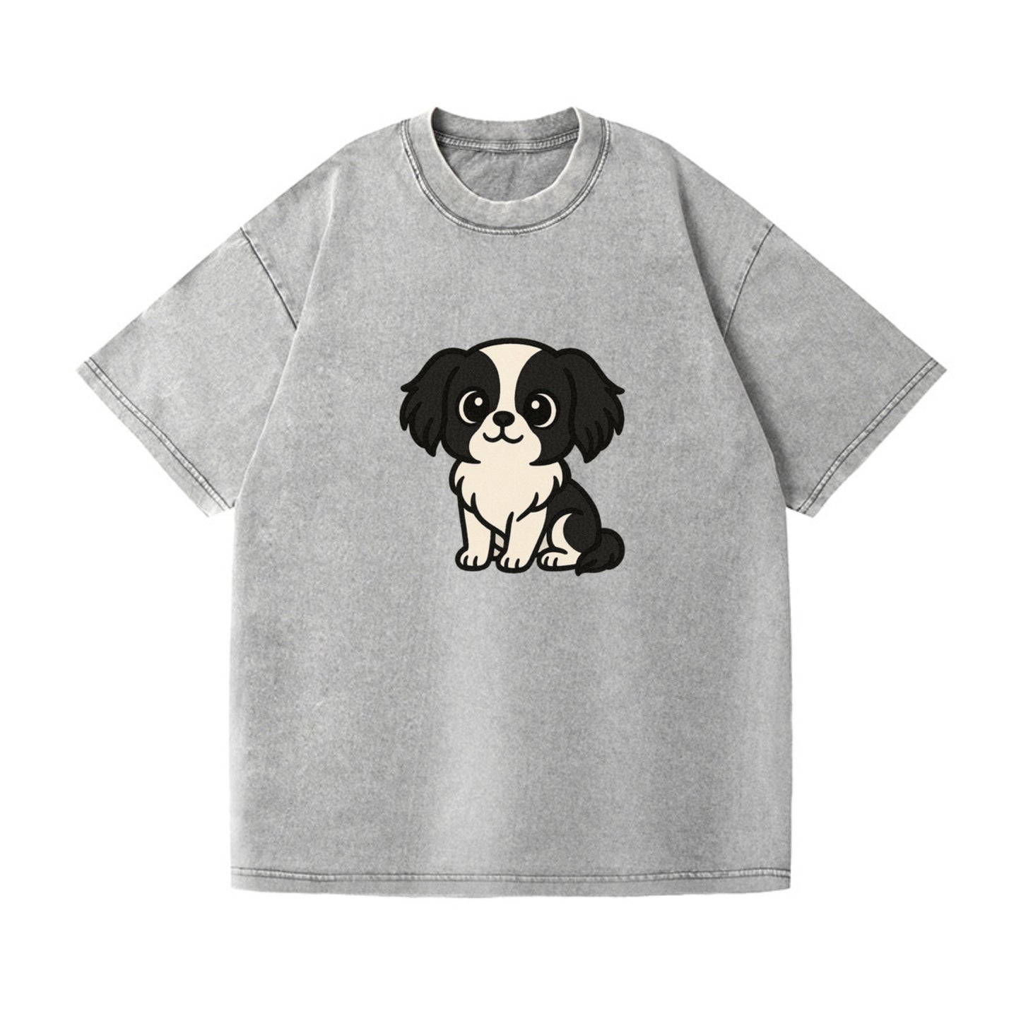 japanese chin black and white sitting pose portrait design Hat