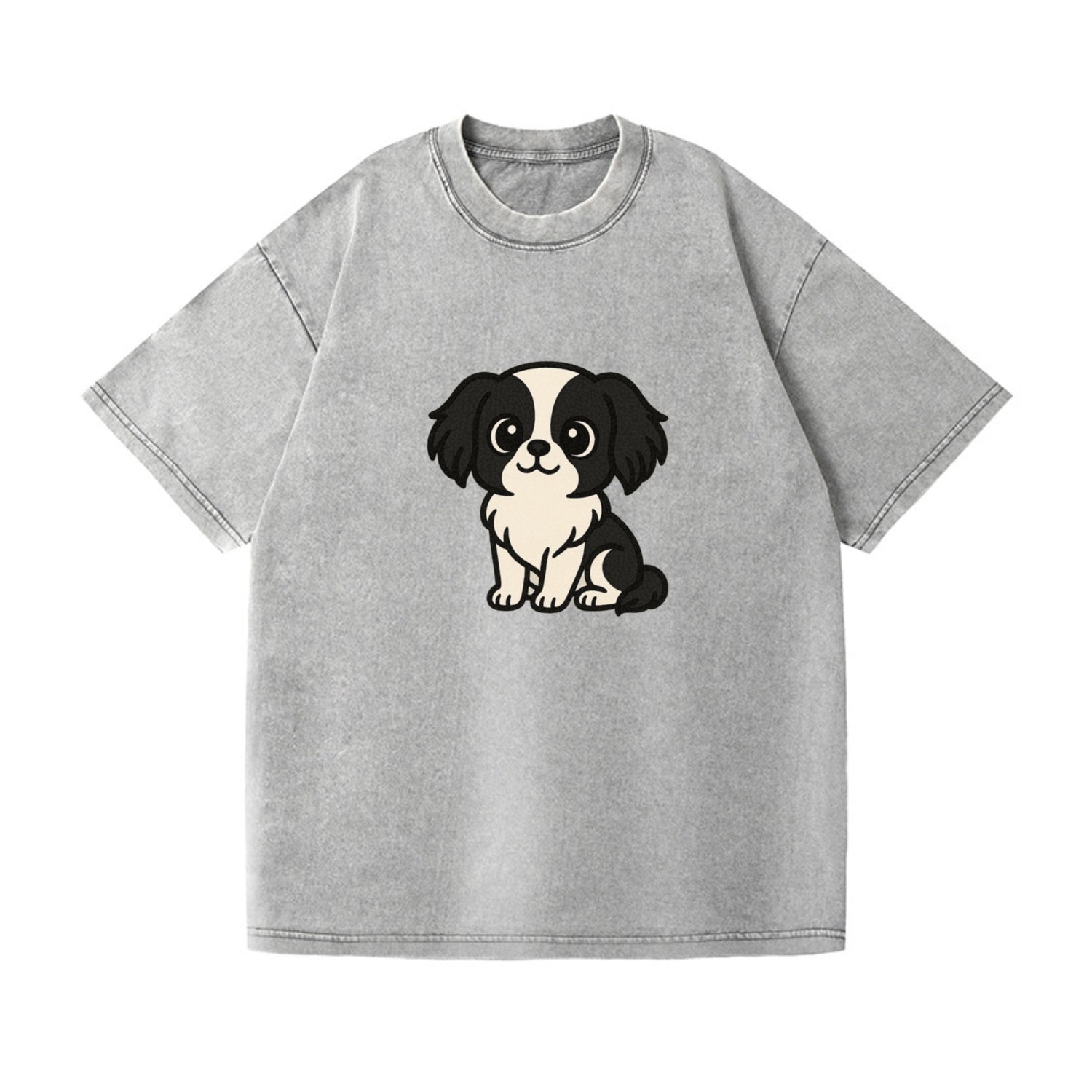 japanese chin black and white sitting pose portrait design Hat