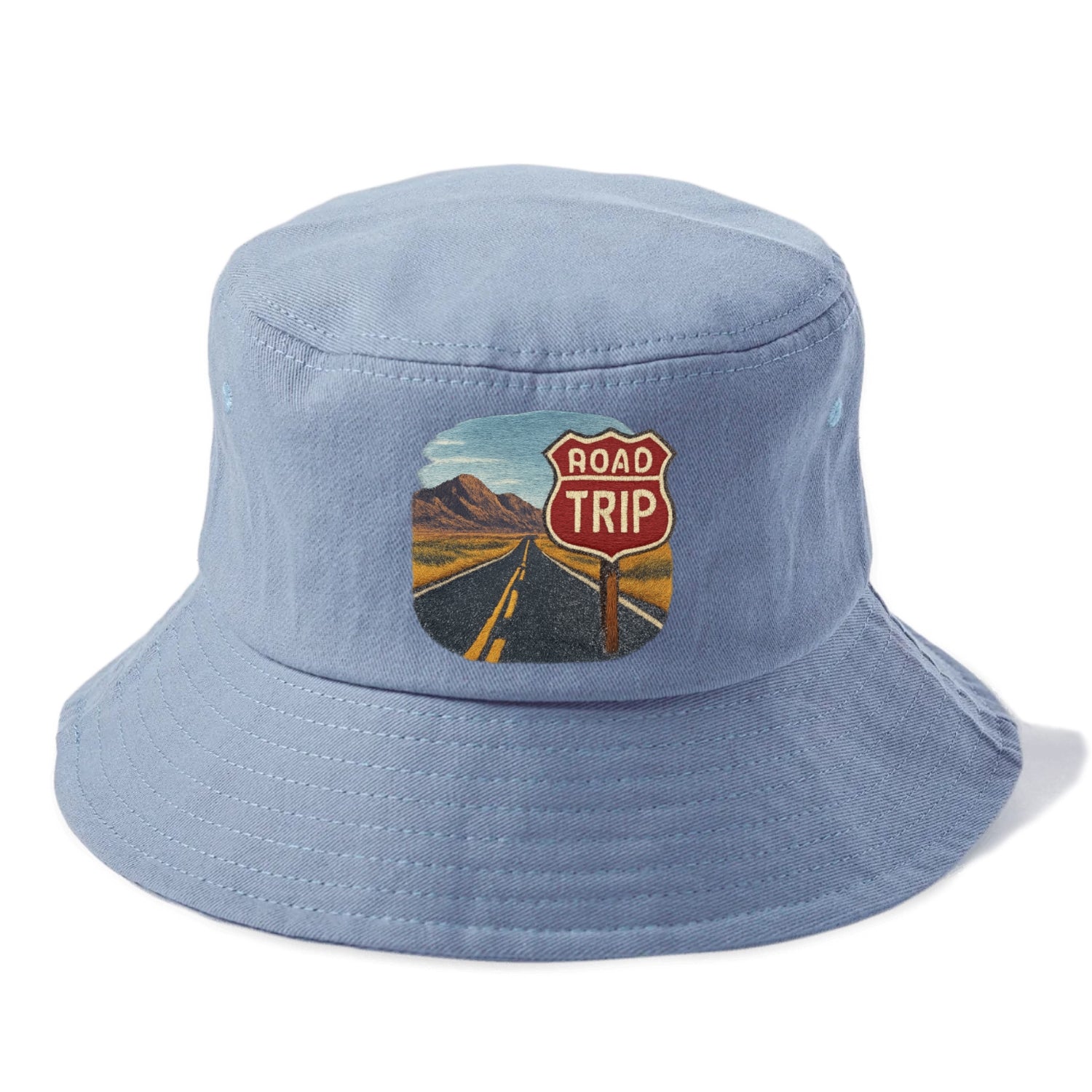 american road trip scenic embroidery Hat