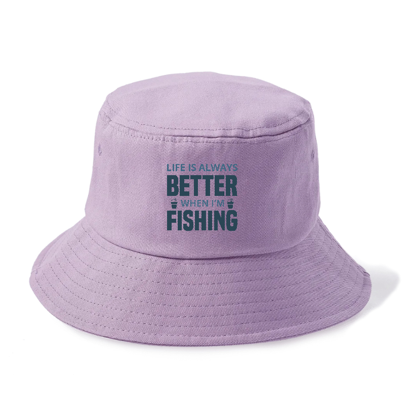 Life Is Always Better When I'm Fishing Bucket Hat Purple