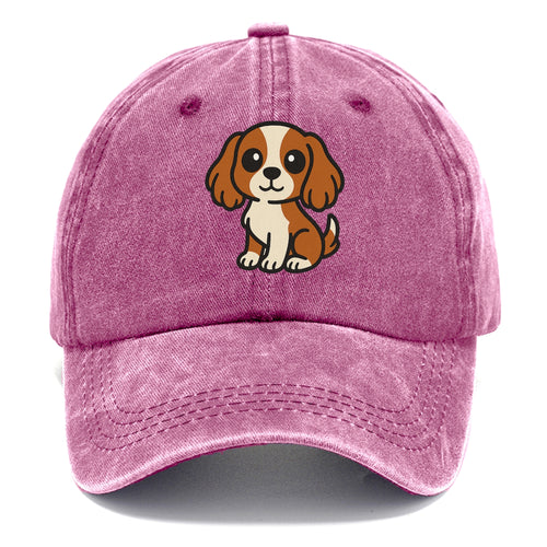 Cavalier King Charles Spaniel Blenheim Colored Sitting Pose Portrait Design Classic Cap