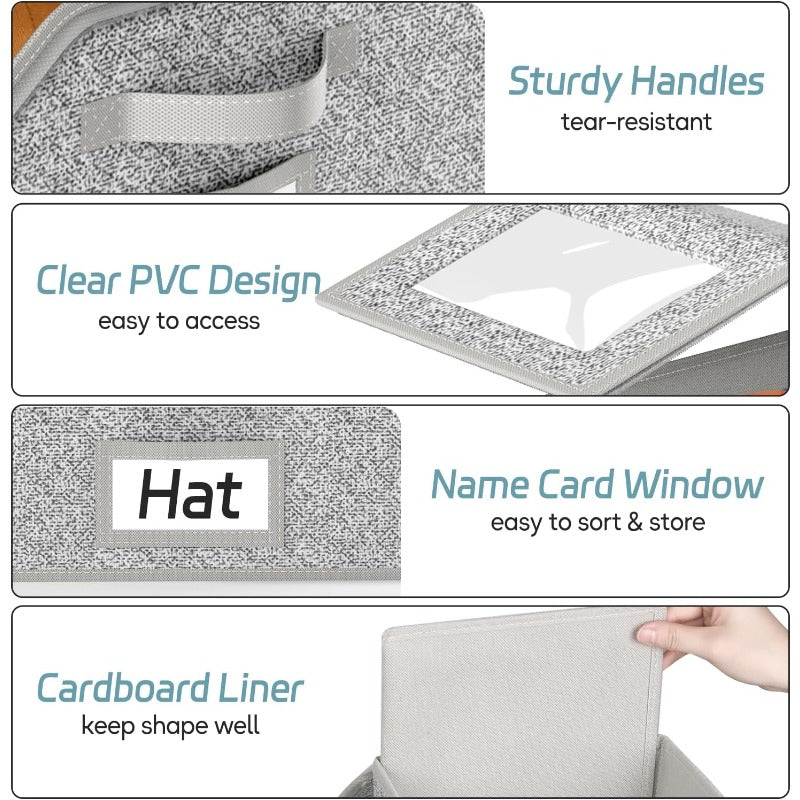 Foldable Baseball Hat Storage Box with Clear Window – Large Capacity Dust-Proof Organizer for Caps