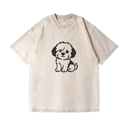 old english sheepdog black and white fluffy sitting pose portrait design Hat