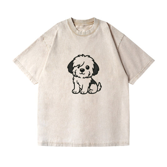 old english sheepdog black and white fluffy sitting pose portrait design Hat