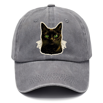 Green Eyed Black Cat Classic Cap