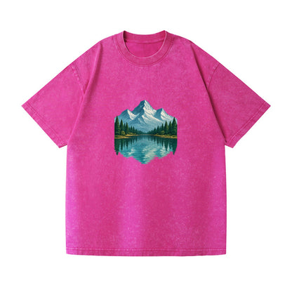 snowy mountain lake reflection design Hat