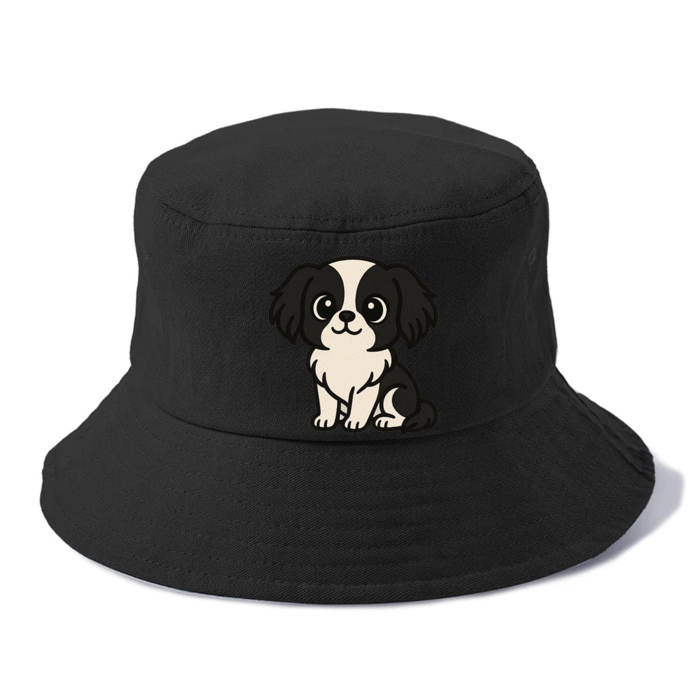 japanese chin black and white sitting pose portrait design Hat
