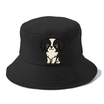 japanese chin black and white sitting pose portrait design Hat