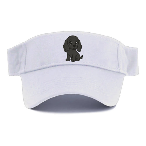 Cocker Spaniel Black Sitting Pose With Long Ears Portrait Design Visor