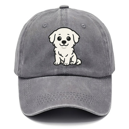 Great Pyrenees White Fluffy Sitting Pose Portrait Design Hat