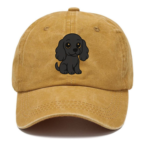 Cocker Spaniel Black Sitting Pose With Long Ears Portrait Design Classic Cap