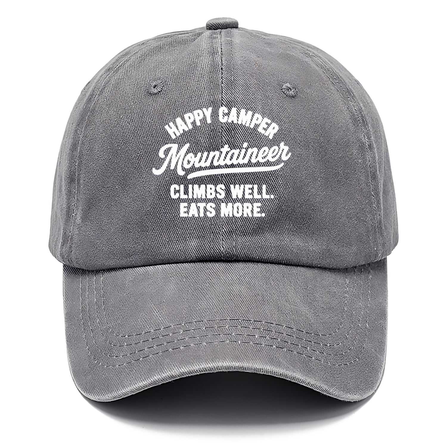 happy camper mountaineer climbing eating Hat