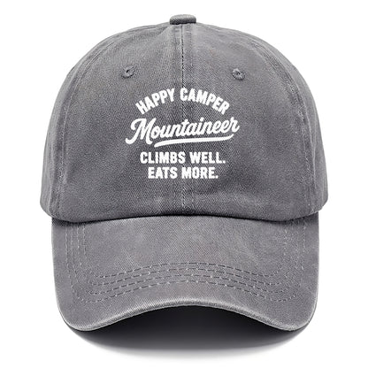 happy camper mountaineer climbing eating Hat