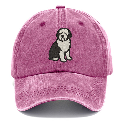 Old English Sheepdog Black And White Pose Hat