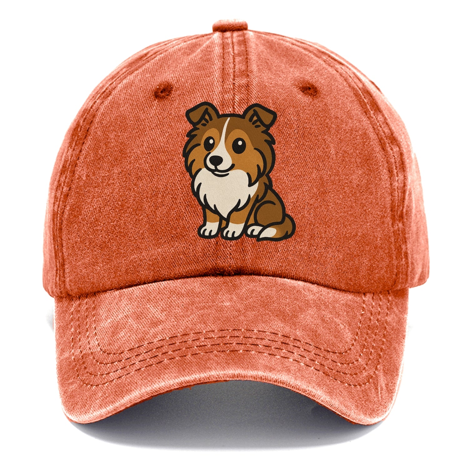 shetland sheepdog sable and white sitting pose portrait design Hat