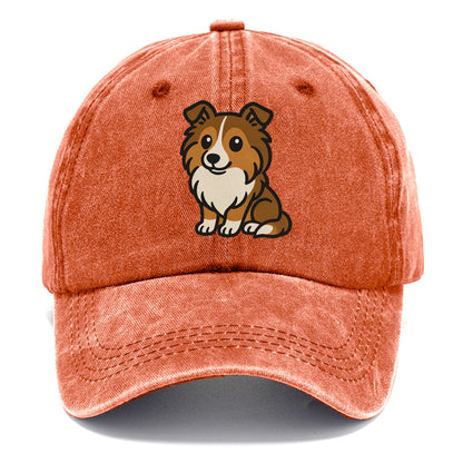 shetland sheepdog sable and white sitting pose portrait design Hat