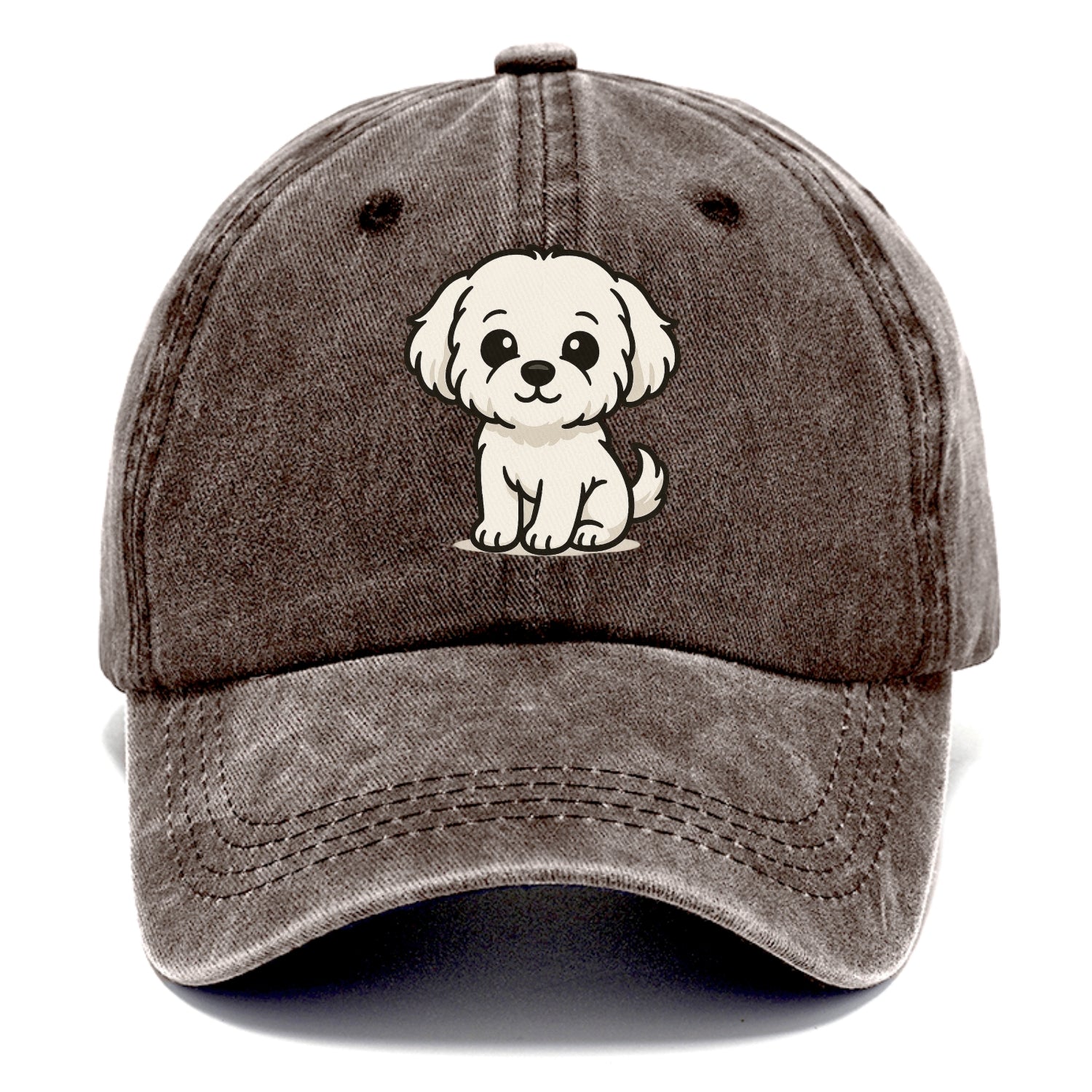 maltese pure white fluffy sitting pose portrait design Hat