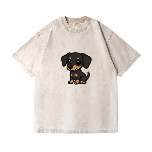 miniature pinscher black and tan sitting pose portrait design Hat