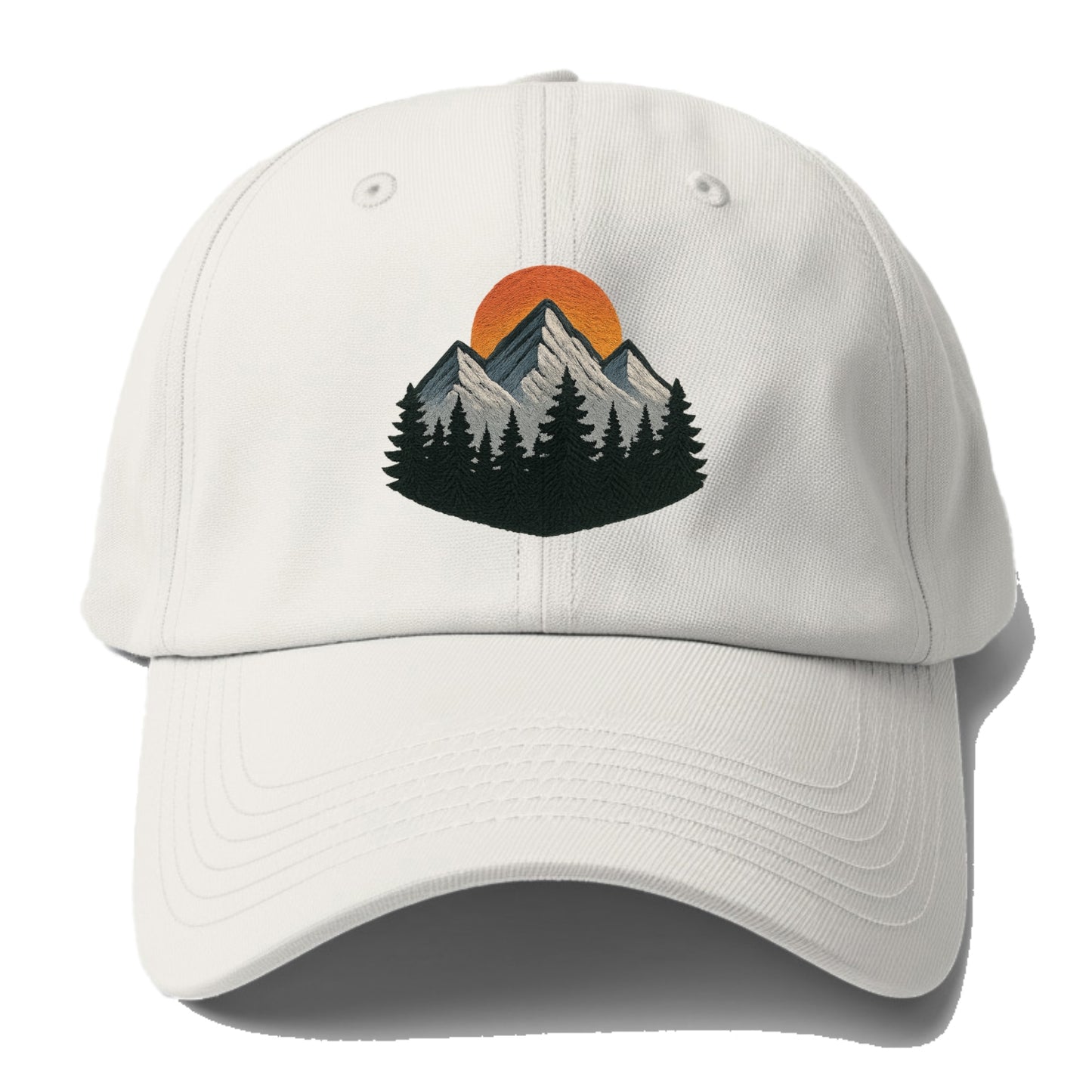 mountain sunset pine forest embroidery Hat