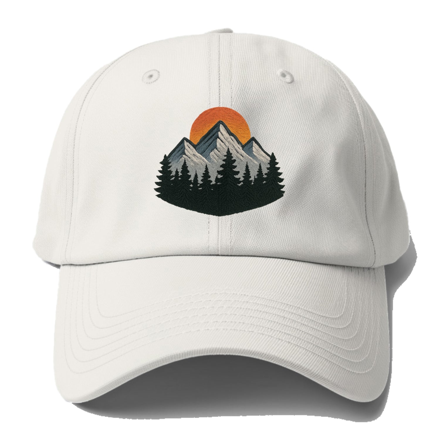 mountain sunset pine forest embroidery Hat