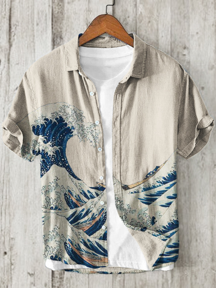 'The Great Wave Linen Blend Shirt'