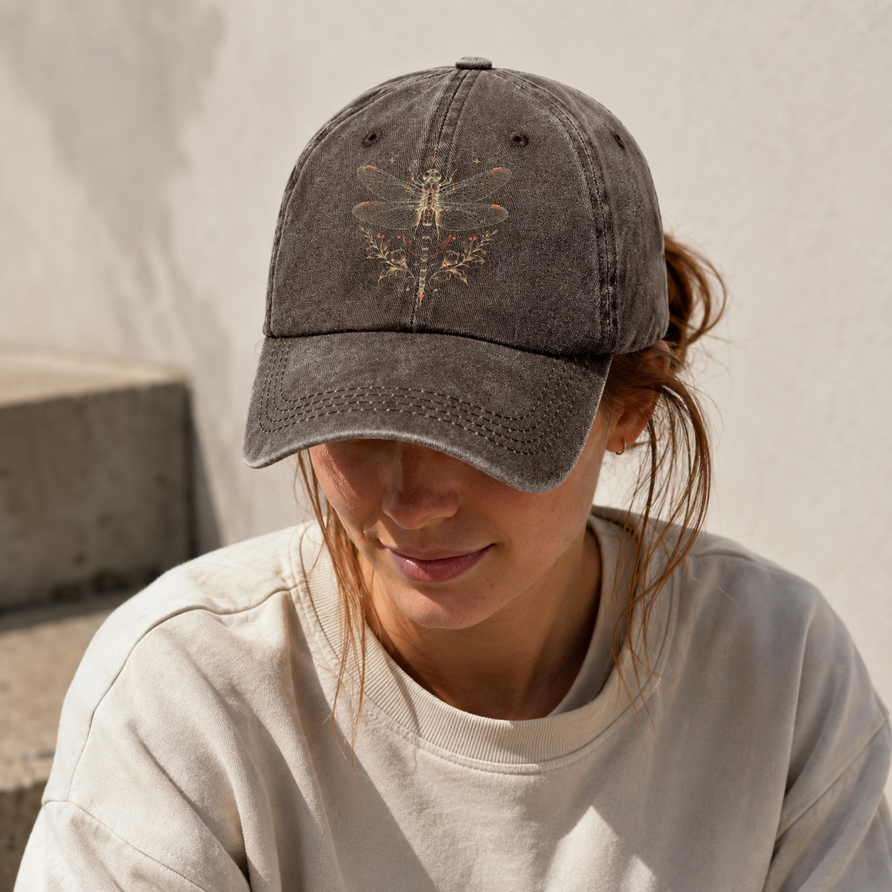 White Dragonfly Classic Cap – editorial product image