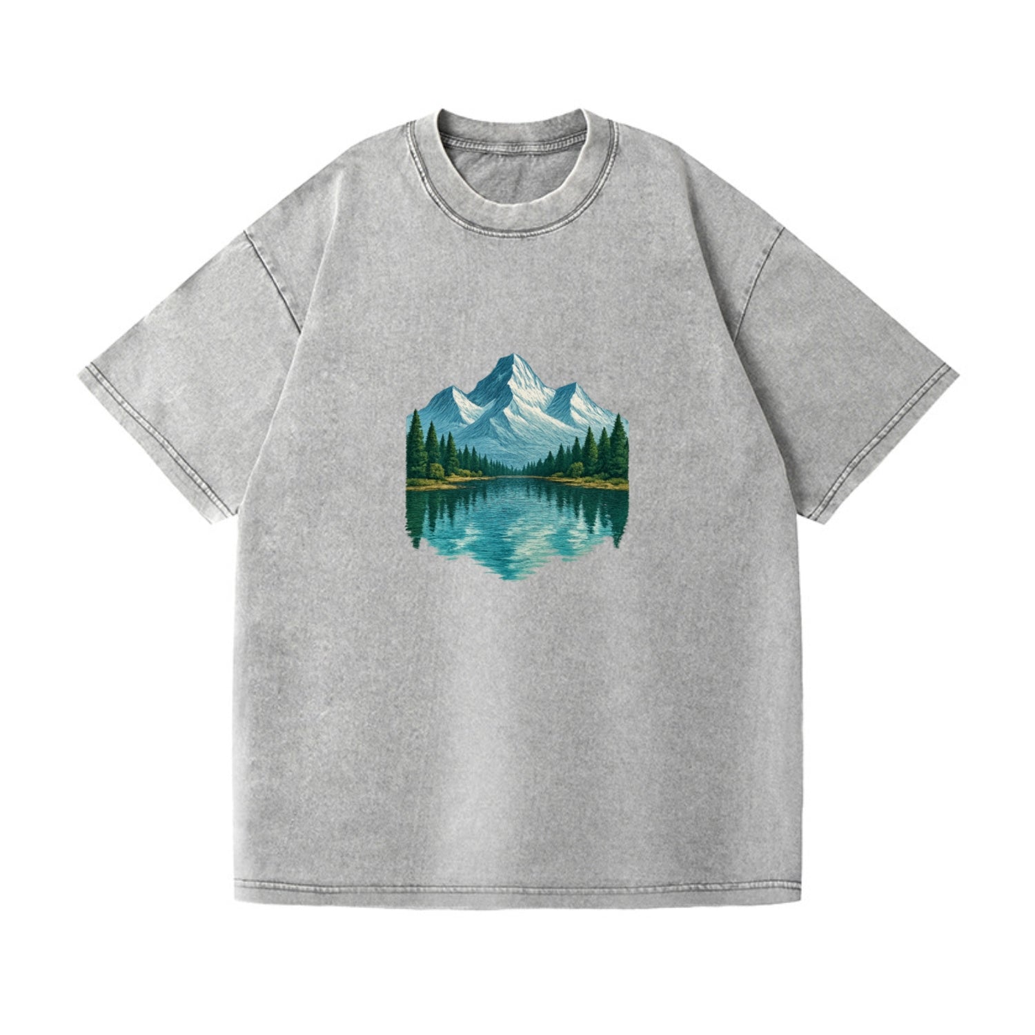 snowy mountain lake reflection design Hat