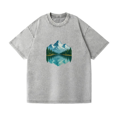 snowy mountain lake reflection design Hat