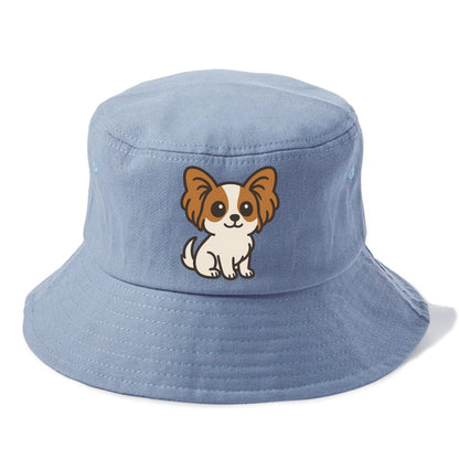 papillon white with brown ears sitting pose portrait design Hat