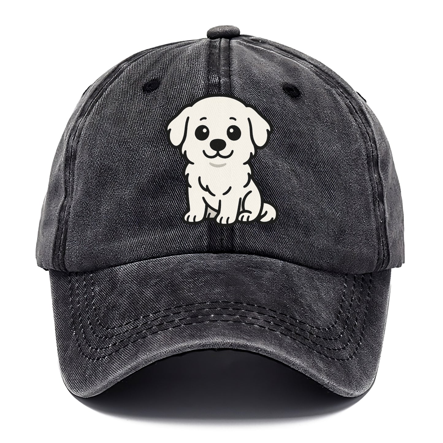 Great Pyrenees White Fluffy Sitting Pose Portrait Design Hat