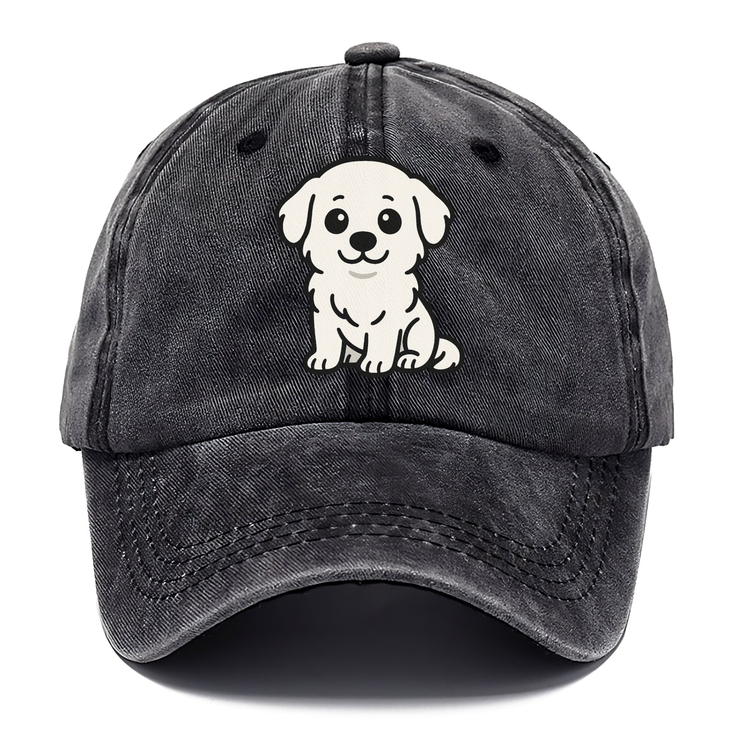 Great Pyrenees White Fluffy Sitting Pose Portrait Design Hat