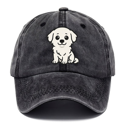 Great Pyrenees White Fluffy Sitting Pose Portrait Design Hat