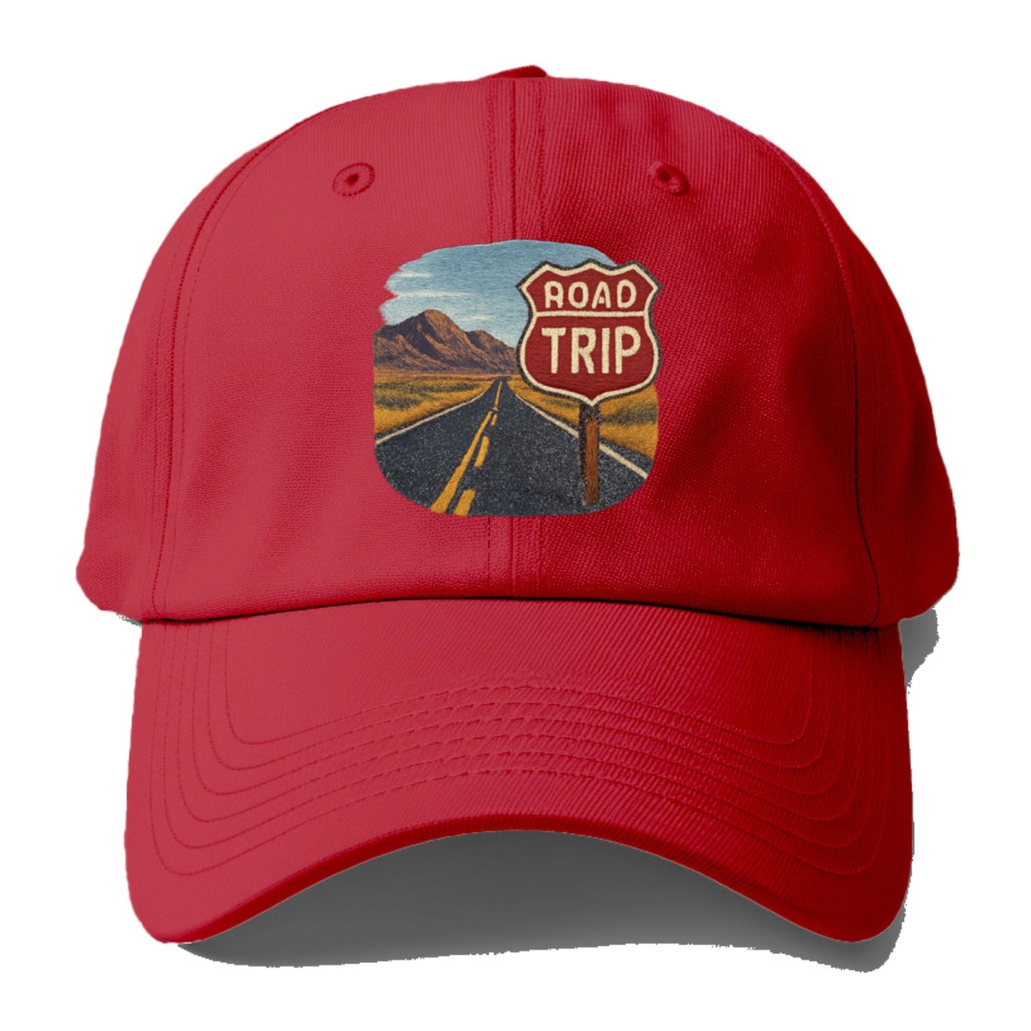american road trip scenic embroidery Hat