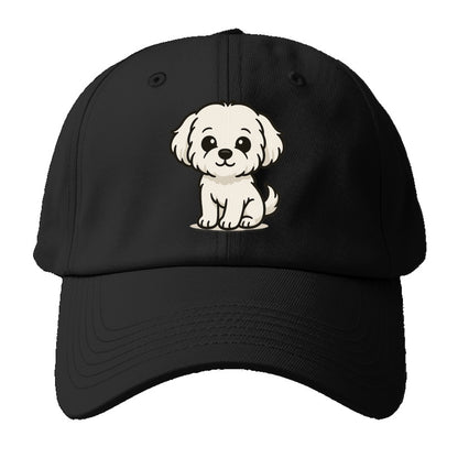 maltese pure white fluffy sitting pose portrait design Hat