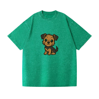 yorkipoo small brown and black sitting pose portrait design Hat