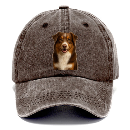 red tri australian shepherd portrait design Hat