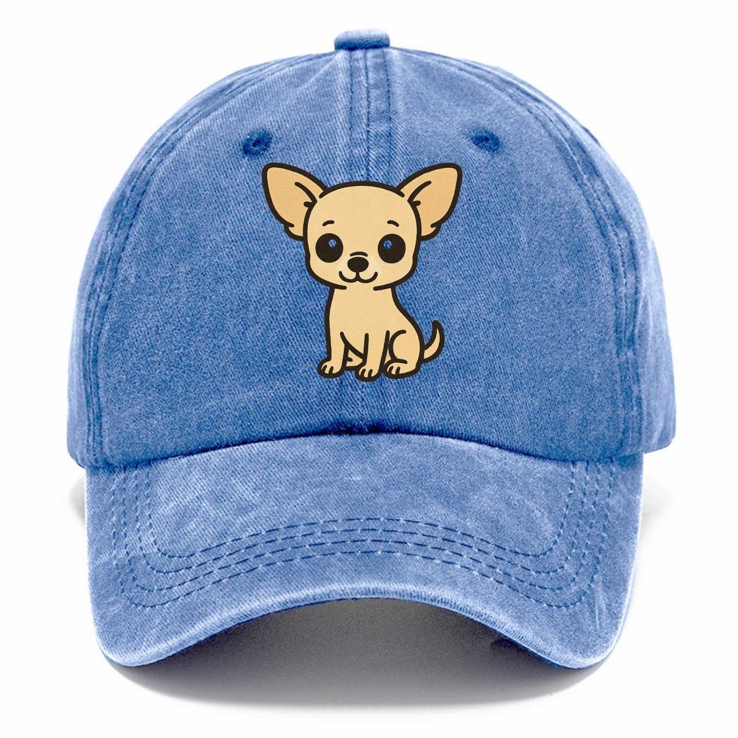 chihuahua cream colored sitting pose portrait design Hat