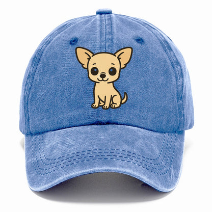 chihuahua cream colored sitting pose portrait design Hat