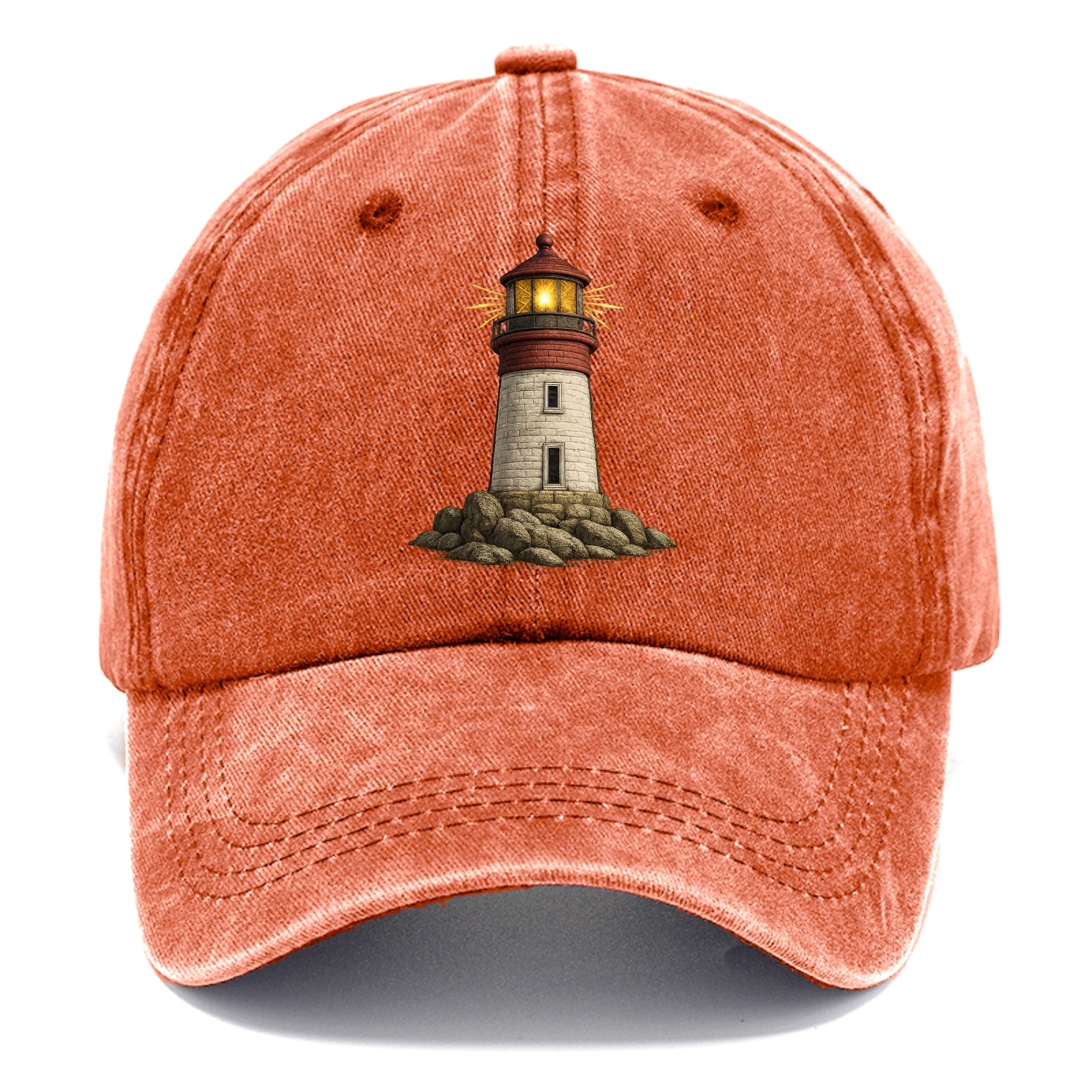 shining lighthouse on a rocky shore Hat