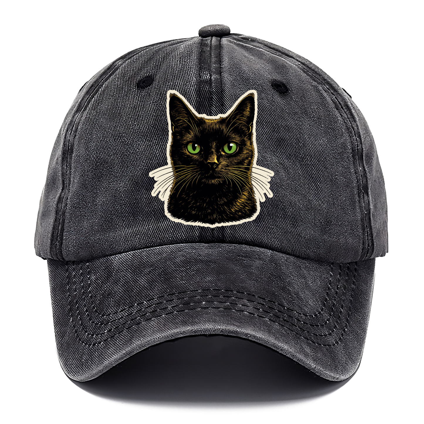 Green Eyed Black Cat Classic Cap