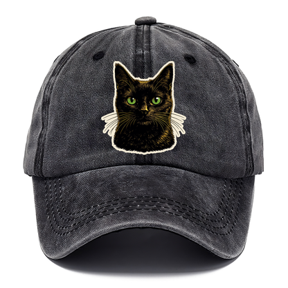 Green Eyed Black Cat Classic Cap