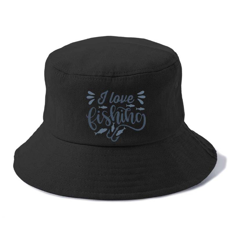 I Love Fishing Solid Color Bucket Hat