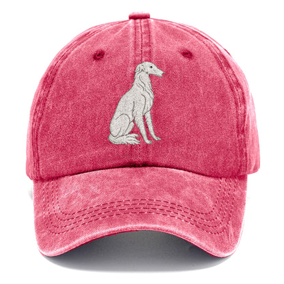 Borzoi White Sitting Pose Hat