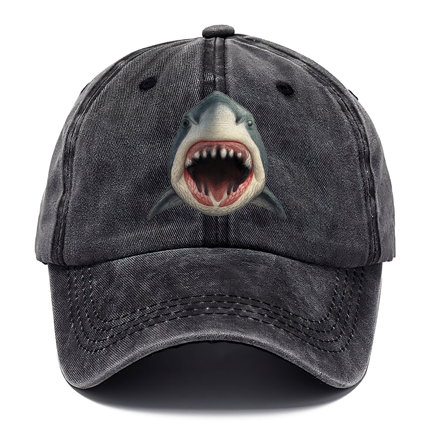 stylized shark maw ready to bite Hat