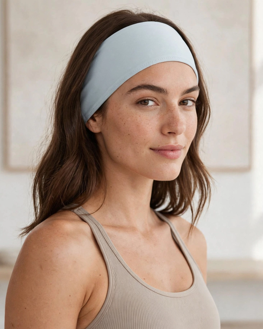 Premium Silk Sports Headband - Sweat-Wicking Yoga Running — worn by a model showing the fit