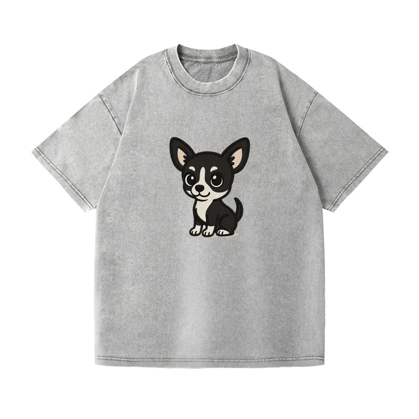 chihuahua black and white sitting pose portrait design Hat