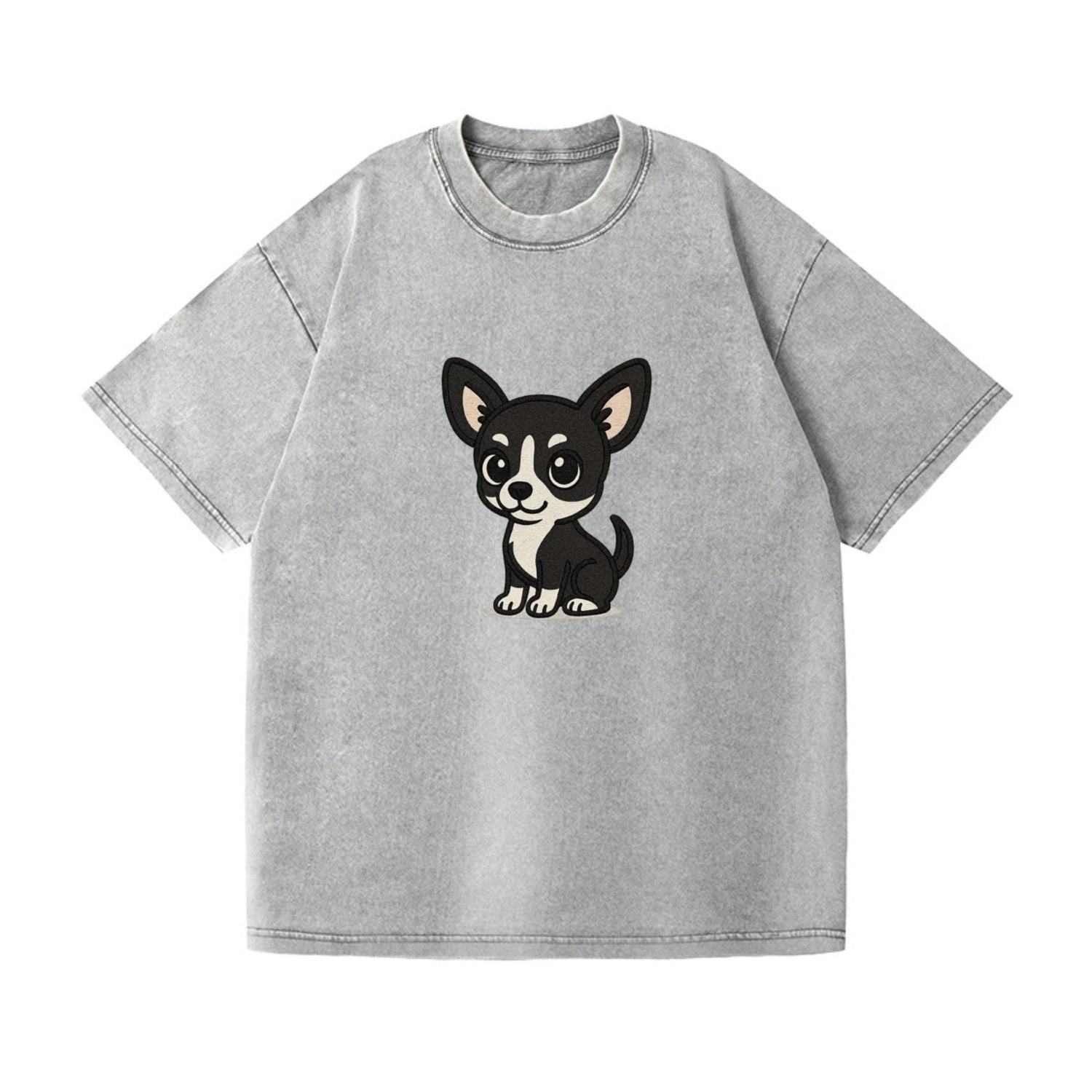 chihuahua black and white sitting pose portrait design Hat