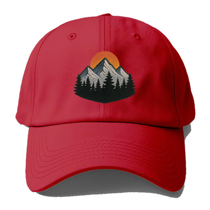 mountain sunset pine forest embroidery Hat